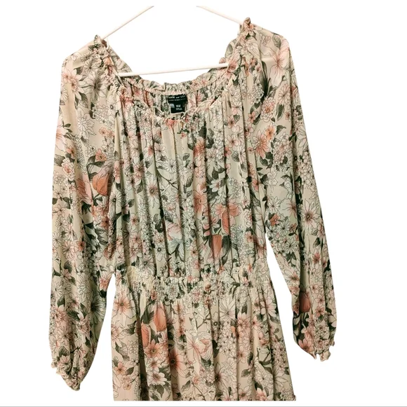 Kate And Lily Floral Long Sleeve Midi  Dress Sheer Lined Tiered Sz 16W - Picture 5 of 12